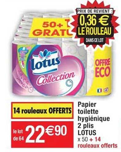 papier toilette hygiénique 2 plis lotus