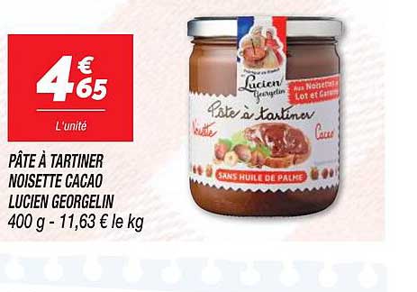 pâte à tartiner noisette cacao lucien georgelin