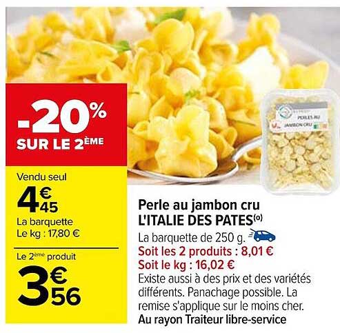 perle au jambon cru l'italie des pâtes