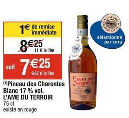 pineau des charentes blanc 17% vol. l'âme du terroir