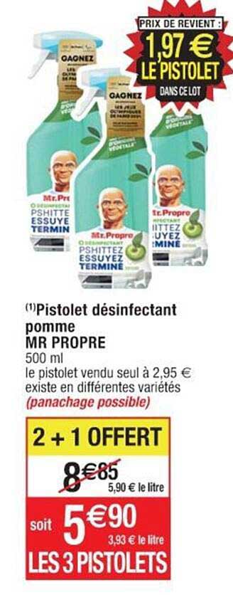 pistolet désinfectant pomme mr propre