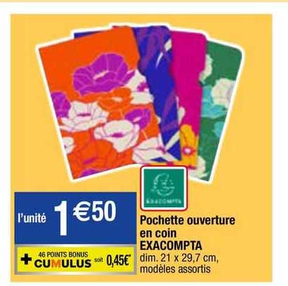 pochette ouverture en coin exacompta