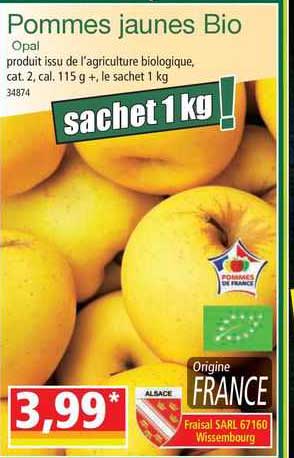 pommes jaunes bio opal