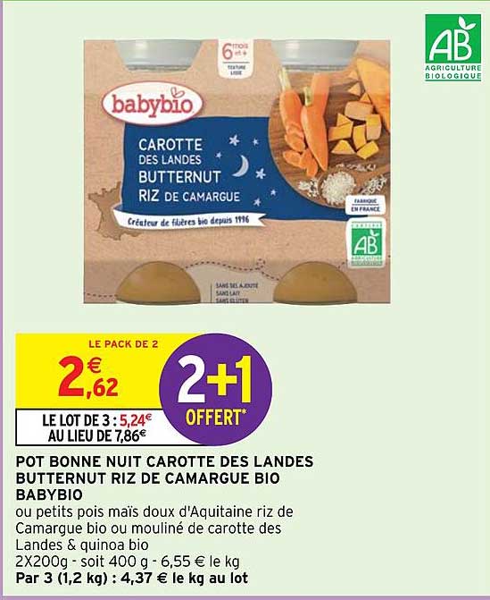 pot bonne nuit carotte des landes butternut riz de camargue bio babybio