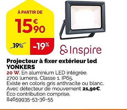 projecteur à fixer extérieur led yonkers