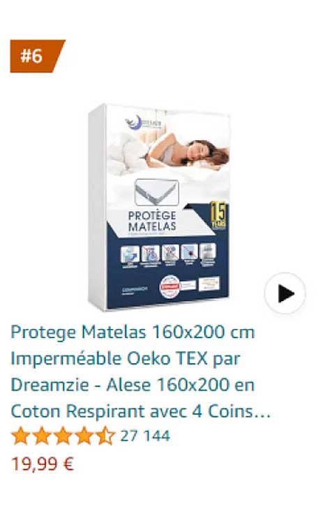 protège matelas 160 x 200 cm imperméable oeko tex par dreamzie - alèse 160 x 200 en coton respirant avec 4 coins