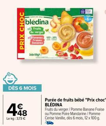 purée de fruits bébé "prix choc" blédina