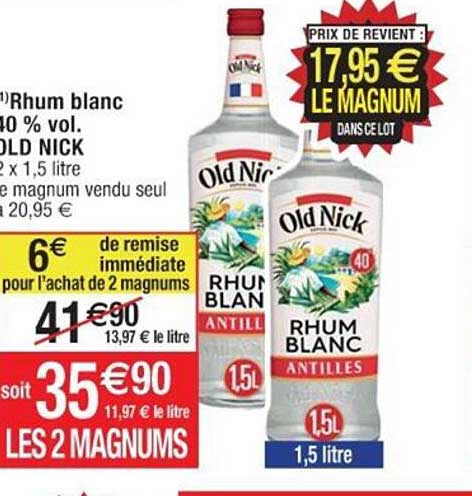 rhum blanc 40% vol. old nick