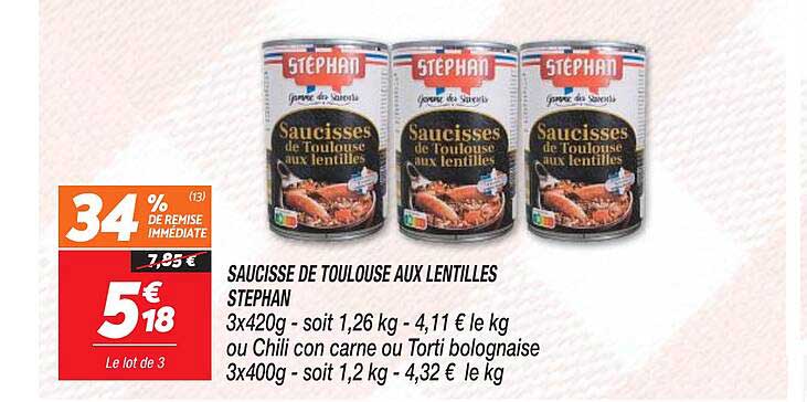 Saucisse De Toulouse Aux Lentilles Stephan