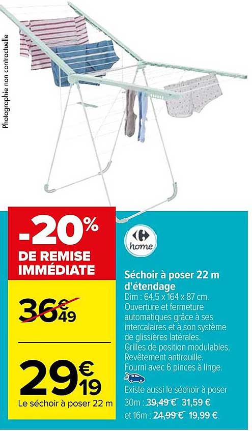 séchoir à poser 22 m d'étendage carrefour home