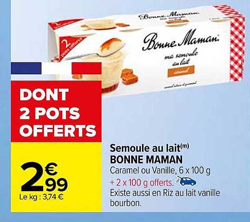 semoule au lait bonne maman