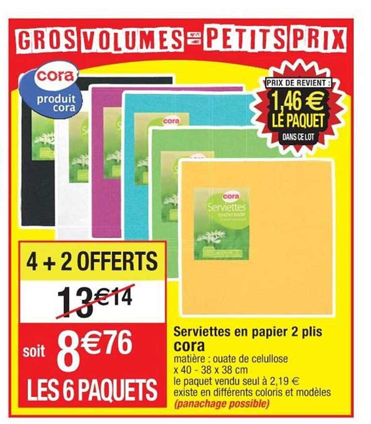 serviettes en papier 2 plis cora