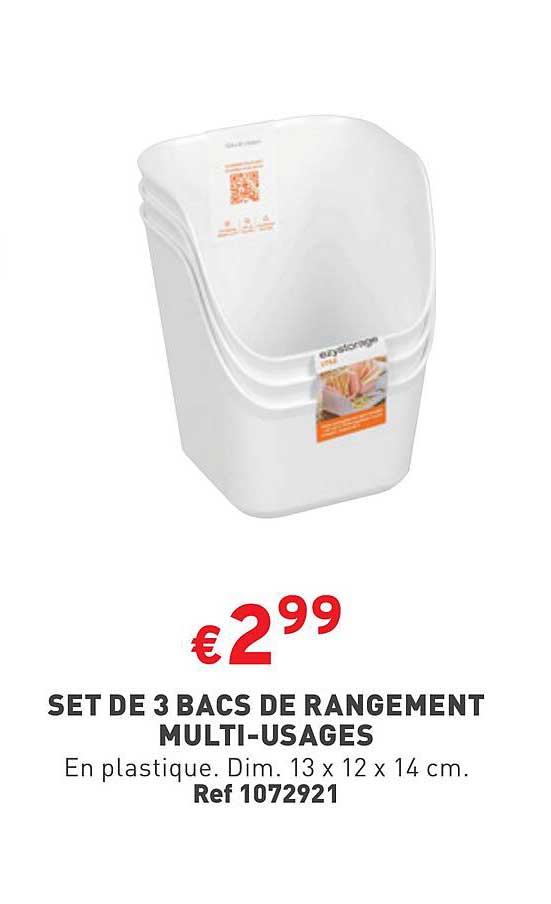 set de 3 bacs de rangement multi-usages