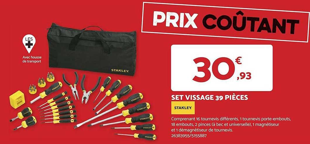 set vissage 39 pièces stanley