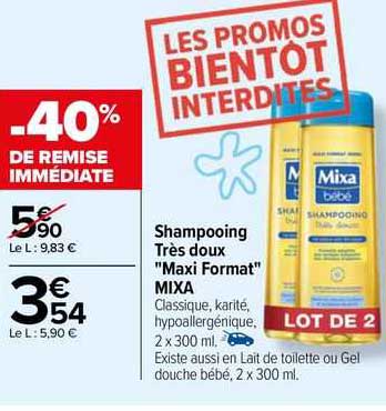 shampooing très doux "maxi format" mixa