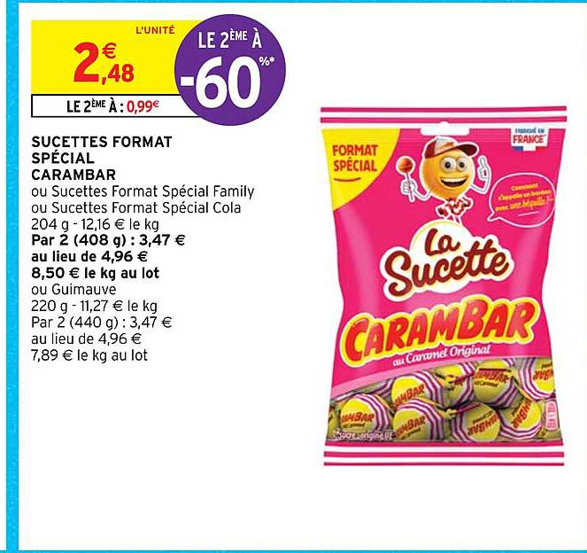 sucettes format spécial carambar
