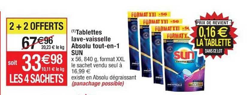 tablettes lave-vaisselle absolu tout-en-1 sun