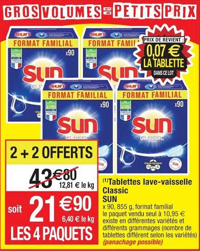 tablettes lave-vaisselle classic sun