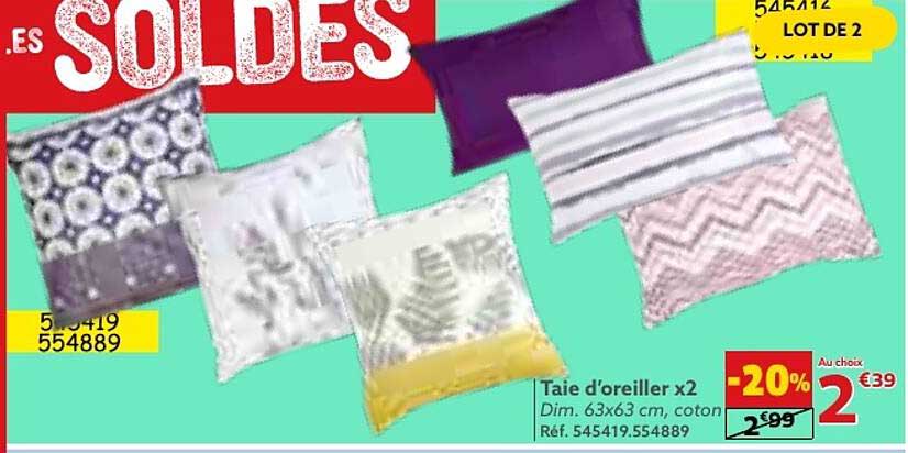 taie d'oreiller x2