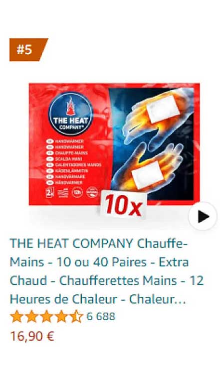 the heat company chauffe-mains - 10 ou 40 paires - extra chaud - chaufferettes mains - 12 heures de chaleur