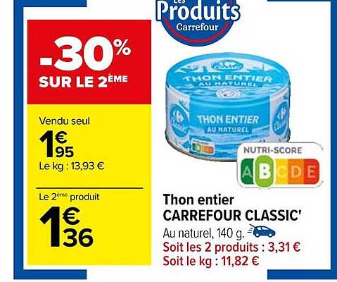 Thon Entier Carrefour Classic'