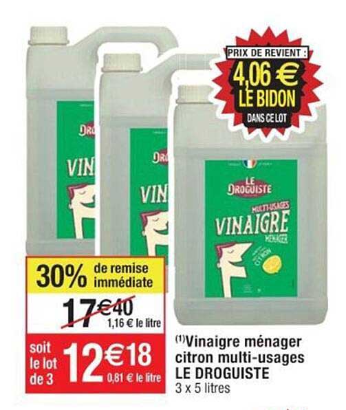 vinaigre ménager citron multi-usages le droguiste