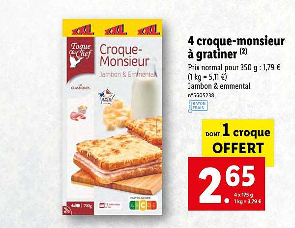 4 croque-monsieur à gratiner toque du chef