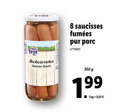 8 saucisses fumées pur porc alpen fest