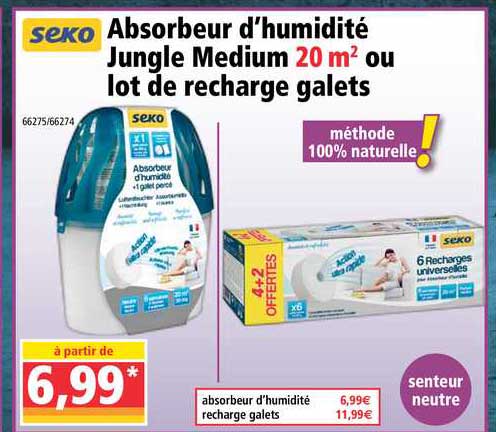 absorbeur d'humidité jungle medium 20 m2 ou lot de recharge galets seko