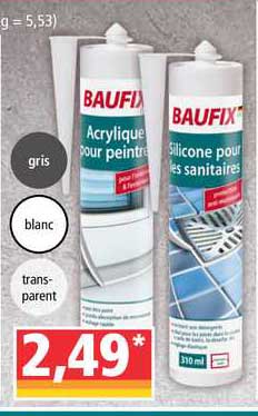 acrylique pour peinture, silicone pour les sanitaires baufix