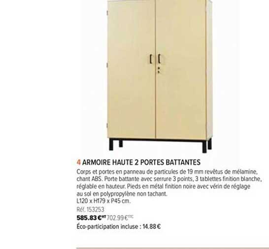 armoire haute 2 portes battantes