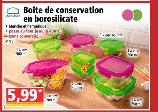 boîte de conservation en borosilicate lock && lock