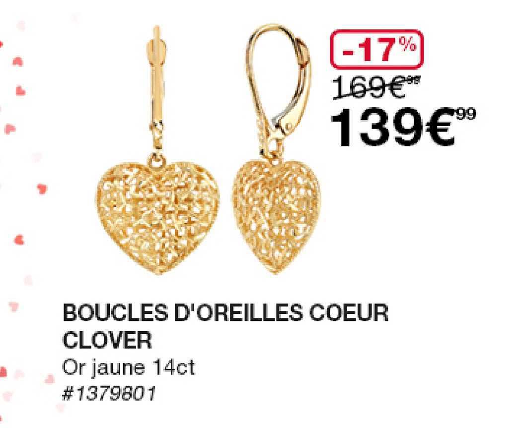boucles d'oreilles cœur clover