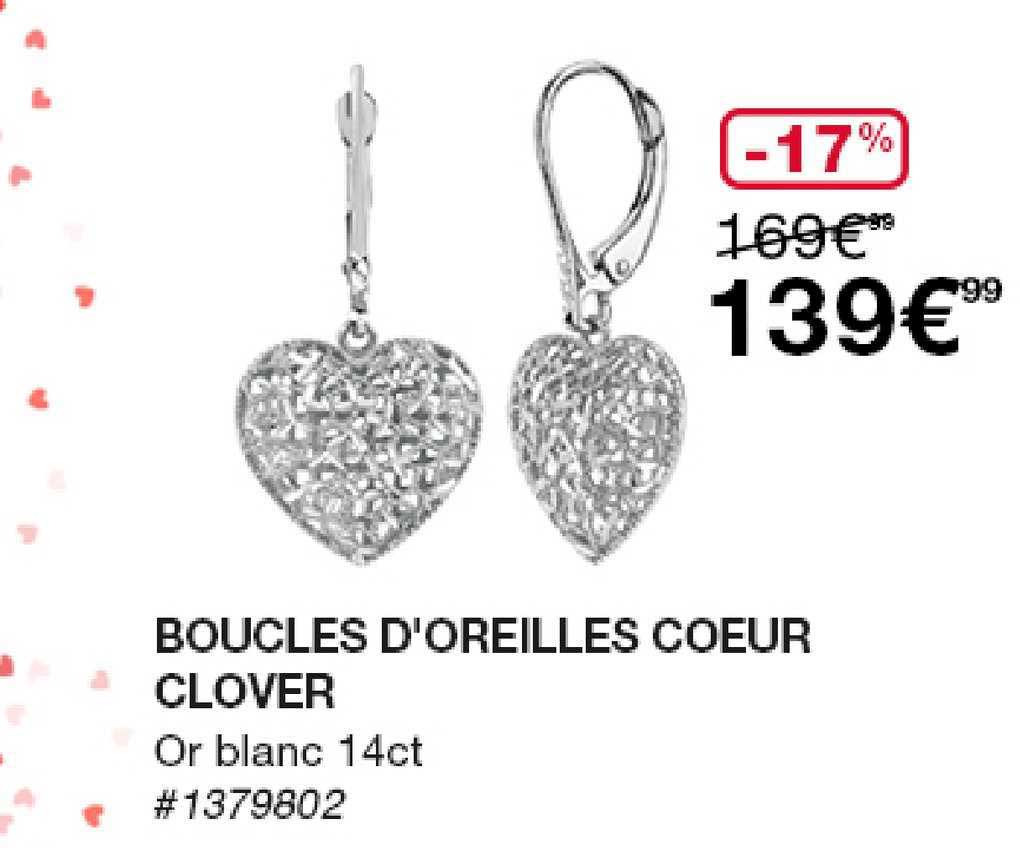 boucles d'oreilles cœur clover