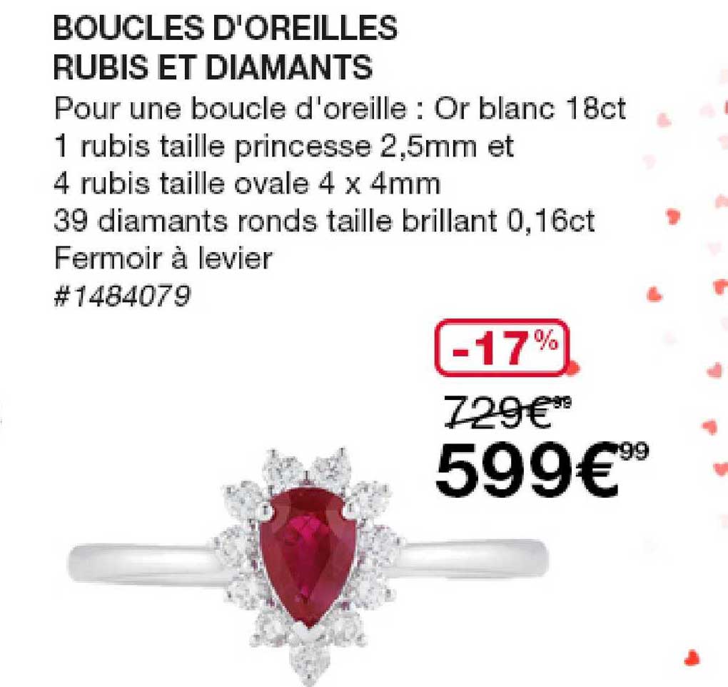 boucles d'oreilles rubis et diamants