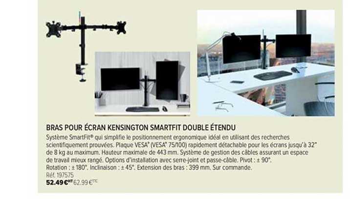 bras pour écran kensington smartfit double étendu
