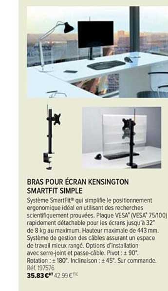 bras pour écran kensington smartfit simple