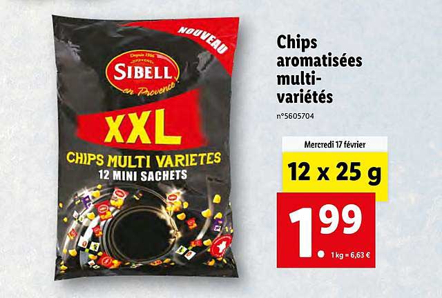 chips aromatisées multi-variétés sibell
