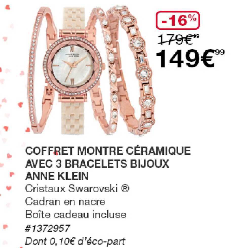 coffret montre céramique avec 3 bracelets bijoux anne klein