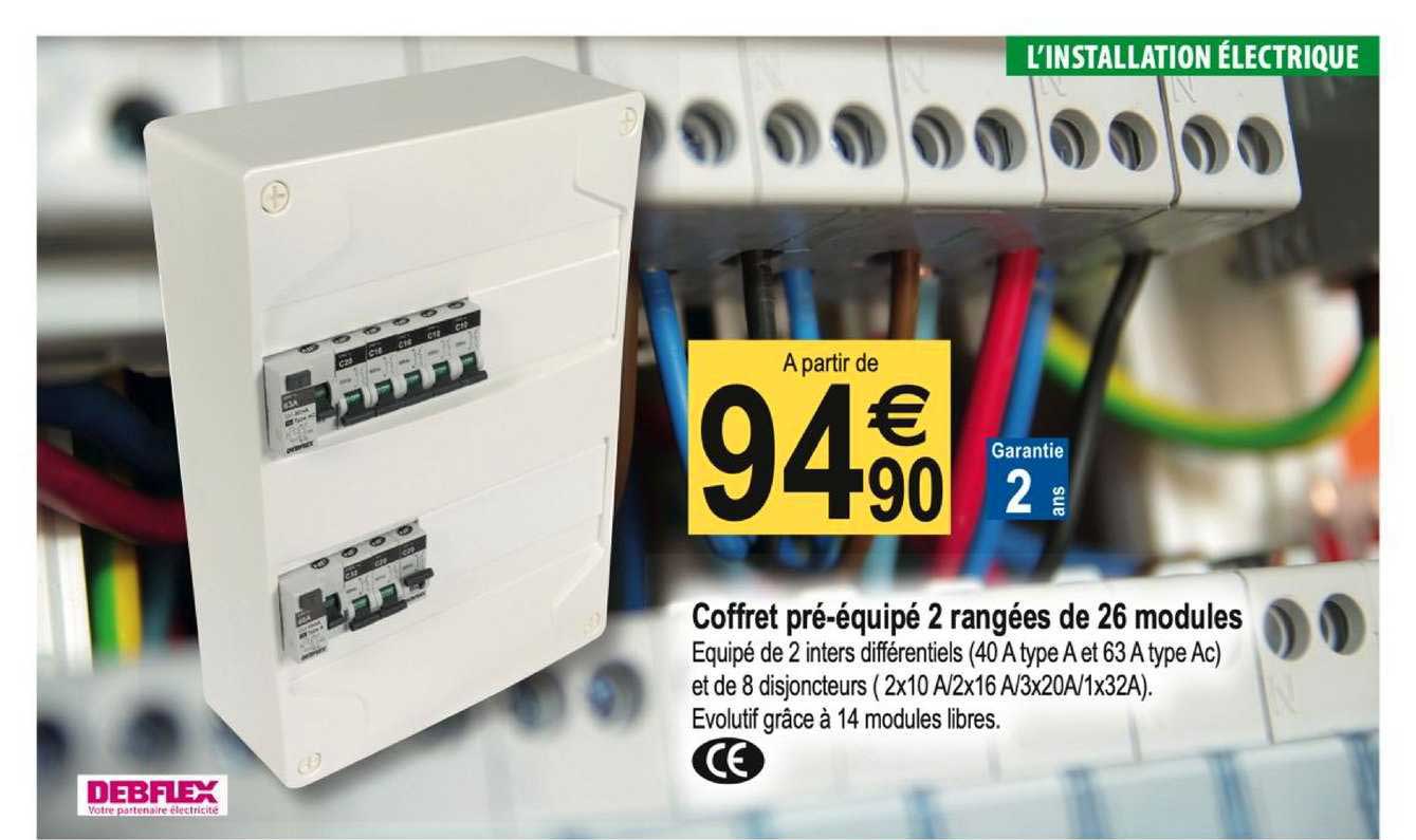 coffret pré-équipé 2 rangées de 26 modules
