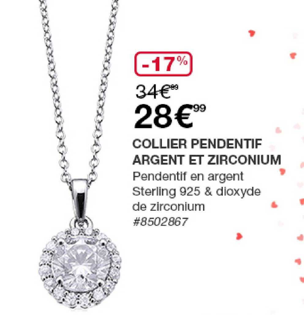 collier pendentif argent et zirconium