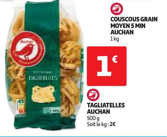couscous grain moyen 5 min auchan, taliatelles auchan