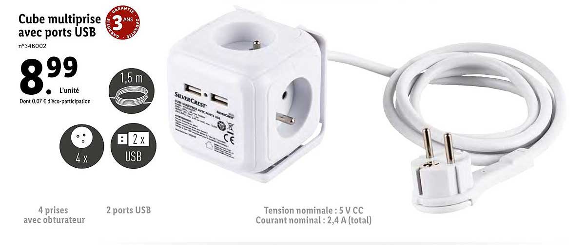 cube multiprise avec ports usb