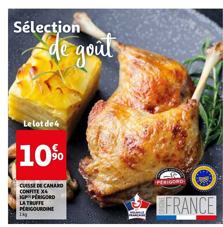 cuisse de canard confite x4 igp périgord la truffe périgourdine