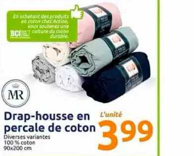 drap-housse en percale de coton