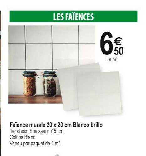 faïence murale 20 x 20 cm blanco brillo