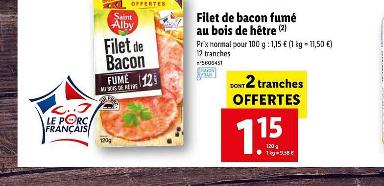 filet de bacon fumé au bois de hêtre saint alby