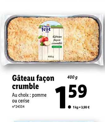 gâteau façon crumble alpen fest style
