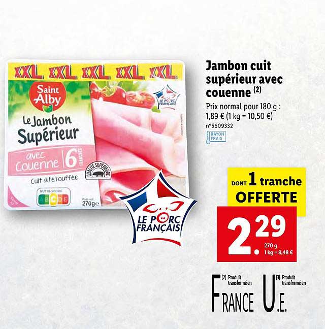 Jambon Cuit Supérieur Avec Couenne Saint Alby