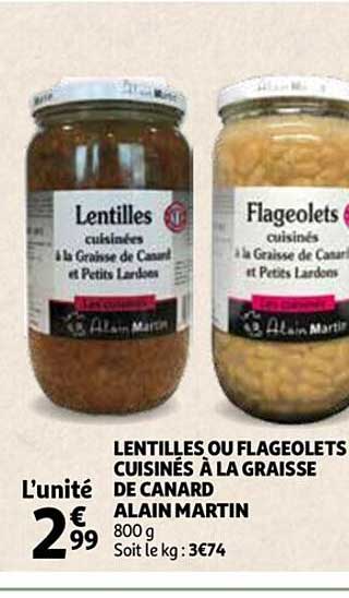 lentille ou flageolets cuisinés à la graisse de canard alain martin